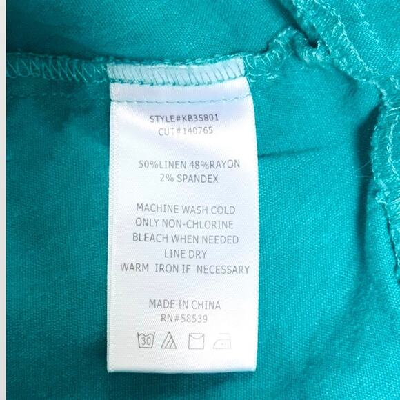 Kut from the Kloth Linen Blend Shorts Teal Green | Size M | Drawstring Wais - Picture 4 of 5